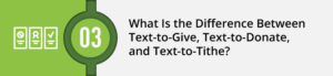 Discover the difference between text-to-give, text-to-donate, and text-to-tithe.