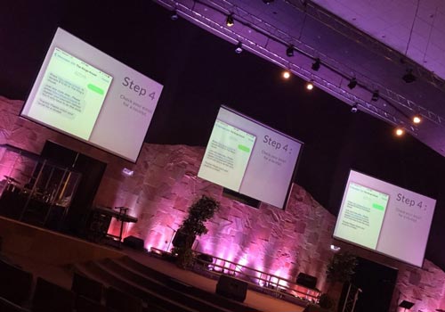 During their service, King's House projected the steps of text-to-give to encourage tithing!