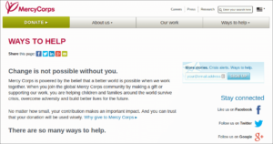 Mercy Corps focuses on the donor by explicitly acknowledging their impact.