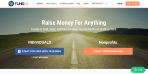 Crowdfunding like Fundly is a fundraising idea that spreads the word about your cause through social sharing.