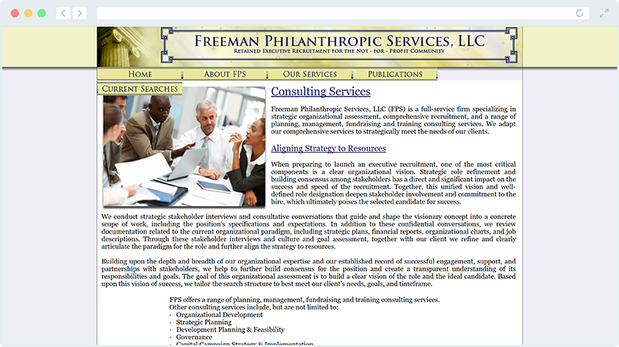 Freeman Philanthropic Services offers nonprofit executive search services.