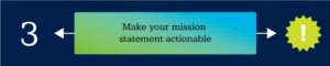 When writing a mission statement, make sure you focus on action and results.