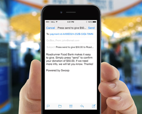 Text Giving Step 2: The donor receives a confirmation email and presses ‘send.