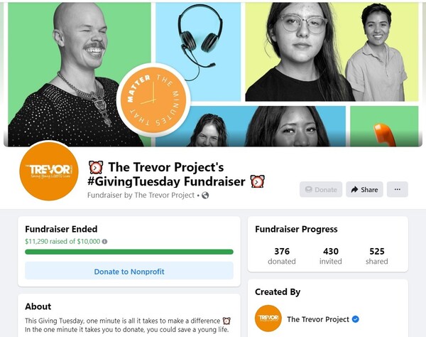 Take a look at this example from The Trevor Project for more Giving Tuesday ideas.