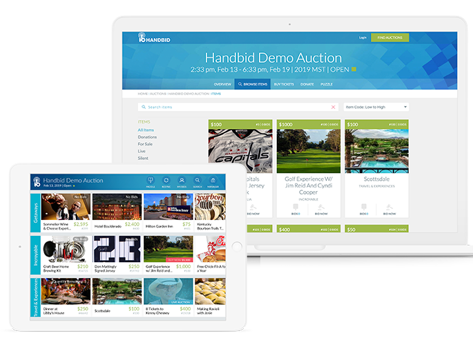 Here's an example of Handbid's charity auction site.