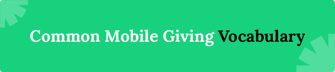 Vocabulary used with mobile giving