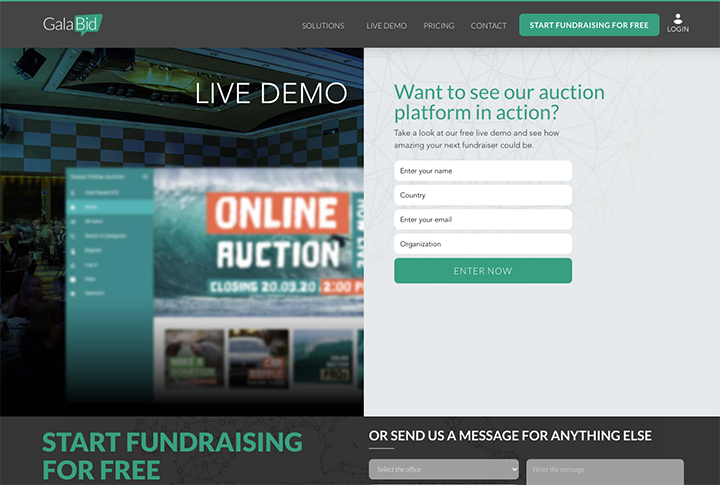 Here's an example of GalaBid's charity auction site.