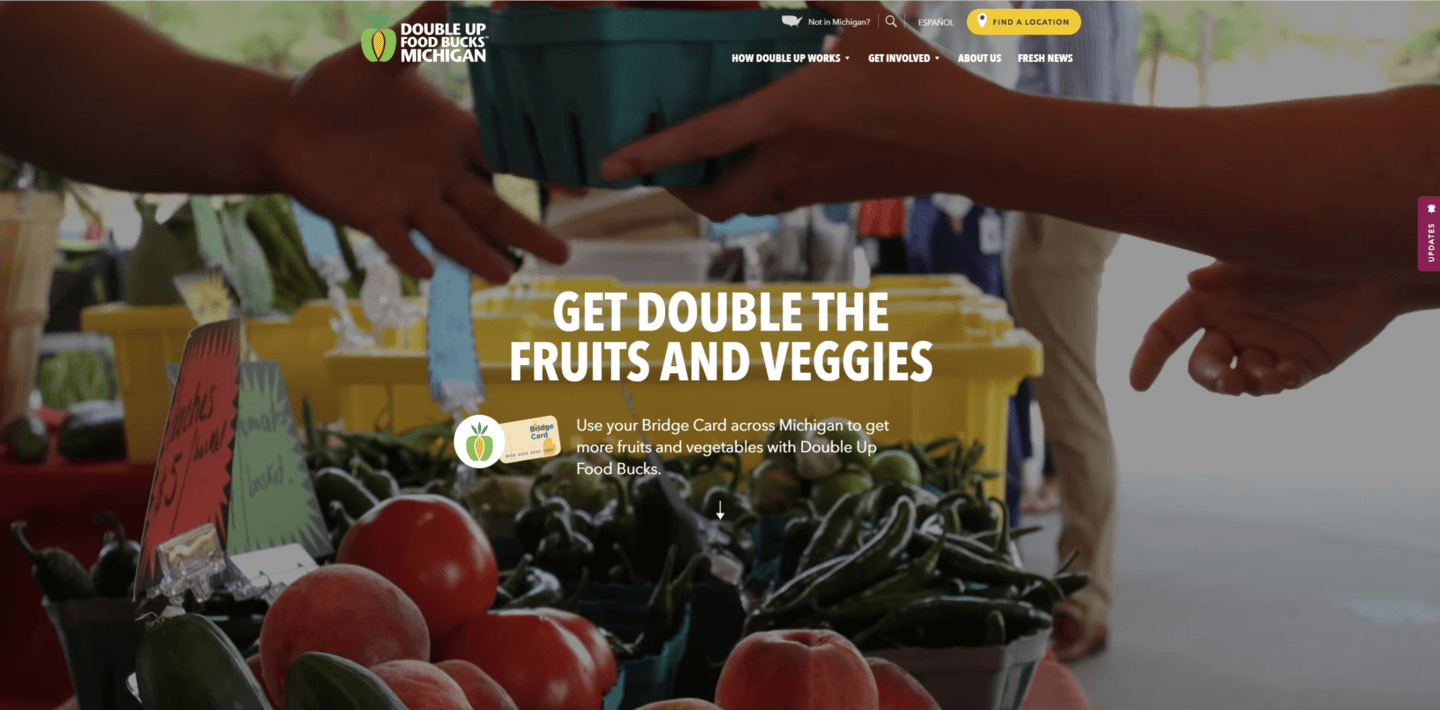 Double Up Food Bucks has an intuitive, well-designed website.