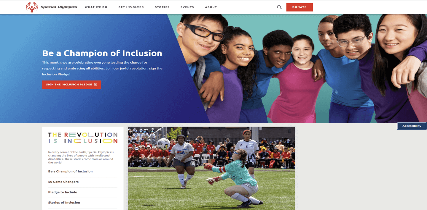 This nonprofit website is an extension of the Special Olympics’ brand