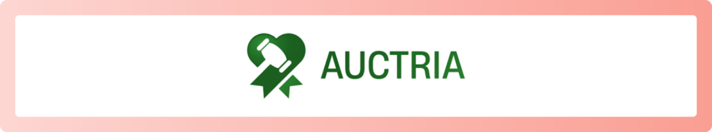 The Auctria logo, which is a top auction solution for hosting multiple events