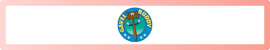The logo for Gavel Buddy, a software solution that facilitates virtual auctions