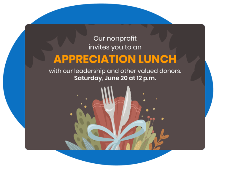 An invitation to a donor appreciation lunch